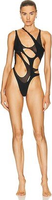 Asymmetrical Cut Out Swimsuit in Black