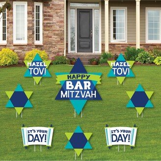 Big Dot Of Happiness Blue Bar Mitzvah - Outdoor Lawn Decor - Boy Party Yard Signs - Set of 8