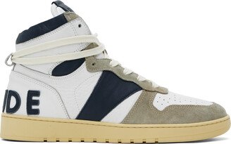 White & Navy Rhecess-Hi Sneakers