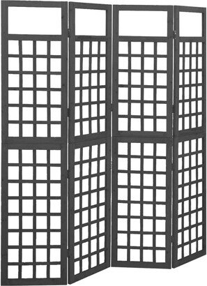 Global Pronex 4-Panel Room Divider/Trellis Solid Fir Wood Black 63.4