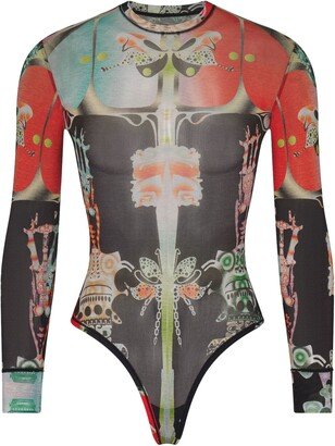 Summer Mesh Long Sleeve Thong Bodysuit | Orchid Cabinet