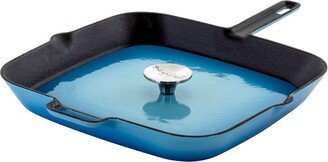 Megachef 11In Square Enamel Cast Iron Grill Pan With Press