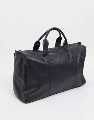 faux leather classic holdall bag in black