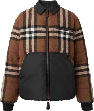 Exaggerated-Check down puffer jacket