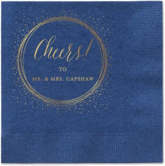 Wedding Napkins: Resplendent Night Napkin, Yellow, Navy