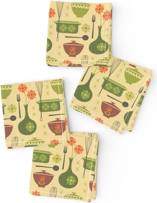 Kitchen Dishes Cocktail Napkins | Set Of 4 - Retro By Studiojenny Mod Cooking 1950S 1960S Cloth Spoonflower