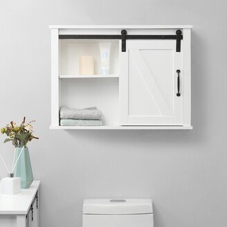 Farmhouse White MDF Wood Bathroom Wall Cabinet