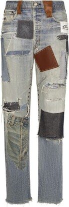 Straight-leg patchwork denim jeans
