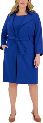 Plus Size Belted Trench Jacket and Sheath Dress