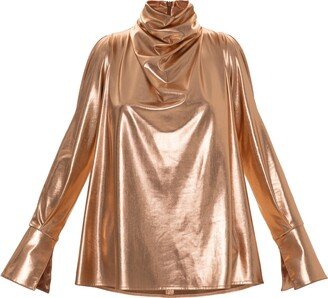 Julia Allert Designer Longsleeve Blouse Metallic Gold