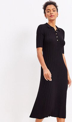 Ribbed Midi Polo Dress