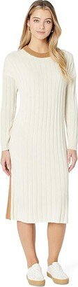 Re)sourced Ribbed Midi Sweater Dress (Antique Cream) Women's Dress