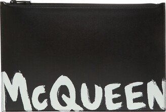 Leather Clutch With Logo - Black-AA