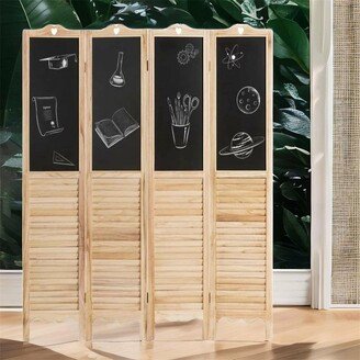 Devera 4 Panel Folding Privacy Room Divider Screen with Chalkboard