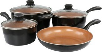 Home Armada 7 Piece Carbon Steel Nonstick Cookware Set in Black and Copper