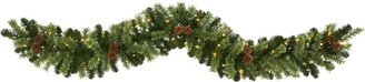 Christmas Artificial 6' Garland with Lights and Pine Cones, 72