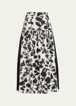 Udente Floral-Print Side-Stripe Tiered Maxi Skirt-AA