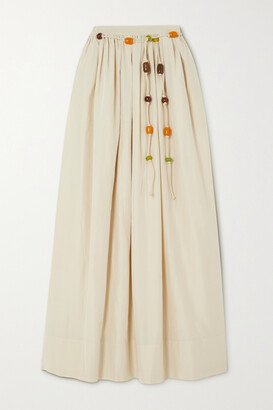 Net Sustain + Monikh Oliveira Belted Silk And Cotton-blend Maxi Skirt - Cream