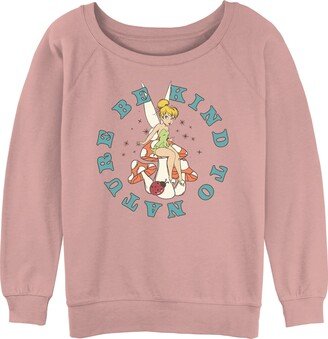 Women's Tinkerbell Tink Nature Junior's Raglan Pullover with Coverstitch