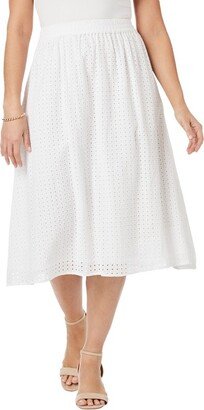 Jessica London Women’s Plus Size Eyelet Skirt, 20 W - White