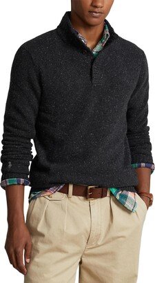 Button Neck Wool-Blend Sweater