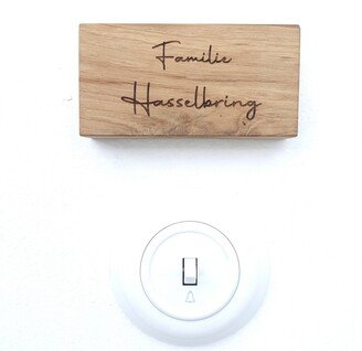Door Ring Wooden Sign, Name Plate, Sign Wood, Small Tag Made Of Solid Oak - 3