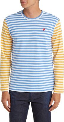 Small Heart Stripe Colorblock Long Sleeve T-Shirt