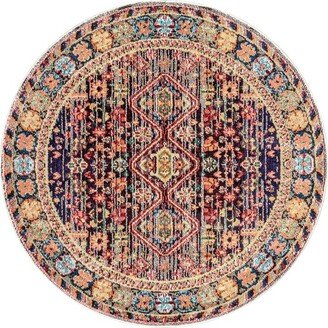 5'3 Round Vintage Erline Area Rug Black