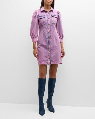 Dammer Overdyed Denim Mini Shirt Dress