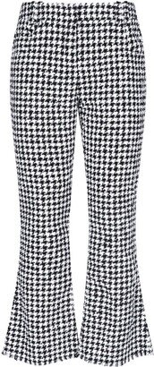 Houndstooth Cropped Flared Trousers-AA