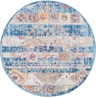 Bayshore Home Nira Nir4 Blue 3' 3 x 3' 3 Round Area Rug