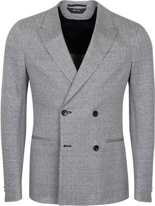 Herringbone Double-Breasted Blazer-AA