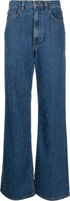 Beaded Wide-Leg Jeans