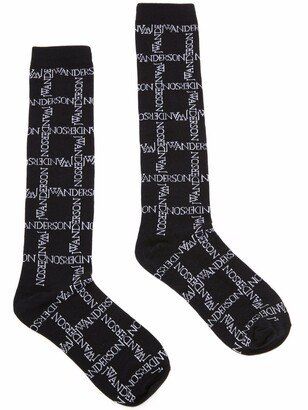 Logo Grid-Print Socks