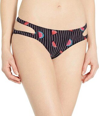 Women's Standard Fun Fuller Coverage Bikini Bottom Swimsuit (Black Watermelon Print) Women's Swimwear