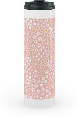 Travel Mugs: Ditsy Flowers - Pink Stainless Mug, White, 20Oz, Pink