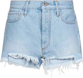 Twisted Logo Patch Denim Shorts