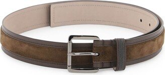 Leather Belt With Suede Insert