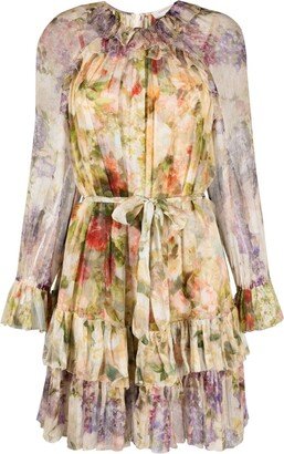 Luminosity floral-print silk minidress-AA