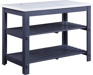 ACME Enapay Kitchen Island in Marble Top & Gray Finish