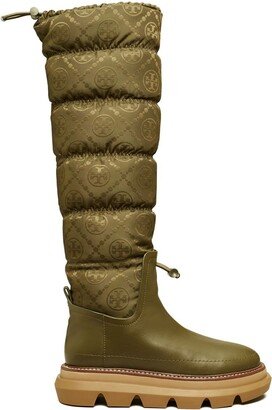 T-Medallion jacquard padded boots