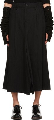 Black Slit Denim Midi Skirt