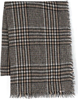 Persia plaid-pattern frayed scarf