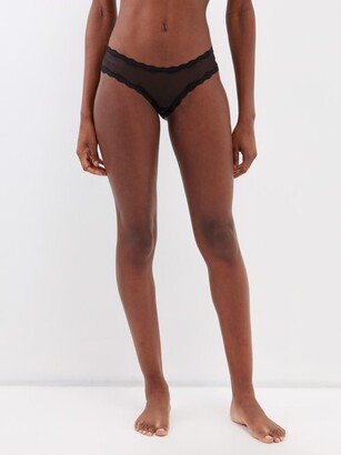 Lace-trim Mesh Briefs