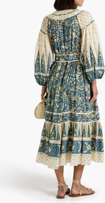 Kemala tiered printed cotton-blend voile midi dress