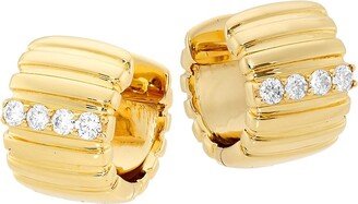 14K Yellow Gold & 0.146 TCW Diamond Wide Huggie Earrings