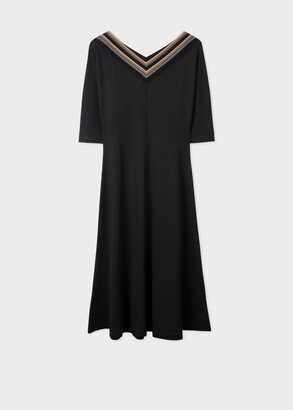 Black 'Signature Stripe' Neckline Dress