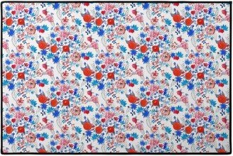 Door Mats: Patriotic Watercolor Floral - Red White And Blue Door Mat, Multicolor