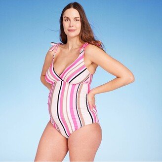 Tie trap One Piece Maternity wimsuit - Isabel Maternity by Ingrid & Isabel™ Pink triped