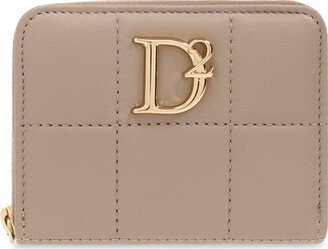 Logo Plaque Zip-Around Quilted Wallet-AA